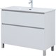 AQUANET Тумба с раковиной Вега 100 (Flat) напольная 2 ящ. цв. белый глянец AQUANET-345379