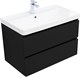 AQUANET Тумба с раковиной Вега 2.0 80 2 ящ. цв.черный (раковина Ирис) AQUANET-344747