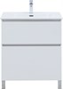 AQUANET Тумба с раковиной Вега 70 (Flat) напольная 2 ящ. цв. белый глянец AQUANET-345381
