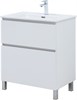 AQUANET Тумба с раковиной Вега 70 (Flat) напольная 2 ящ. цв. белый глянец AQUANET-345381