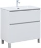 AQUANET Тумба с раковиной Вега 80 (Flat) напольная 2 ящ. цв. белый глянец AQUANET-345382