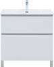 AQUANET Тумба с раковиной Вега 80 (Flat) напольная 2 ящ. цв. белый глянец AQUANET-345382