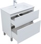AQUANET Тумба с раковиной Вега 80 (Flat) напольная 2 ящ. цв. белый глянец AQUANET-345382