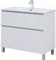AQUANET Тумба с раковиной Вега 90 (Flat) напольная 2 ящ. цв. белый глянец AQUANET-345383