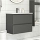 AQUANET Тумба с раковиной Эмбер 60 2 ящ. цв.черный матовый (раковина Urban) AQUANET-332504
