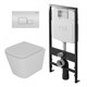DK Комплект Унитаз подвесной безободковый Berlin DT1436016, 490*340*350мм, сиденье микролифт, белый+Инсталляция рамная скрытого монтажа DI8055119, 550*100*1190мм, для подвесного унитаза, универсальная+Клавиша смыва Quadro DB1519016, белый DS1431602